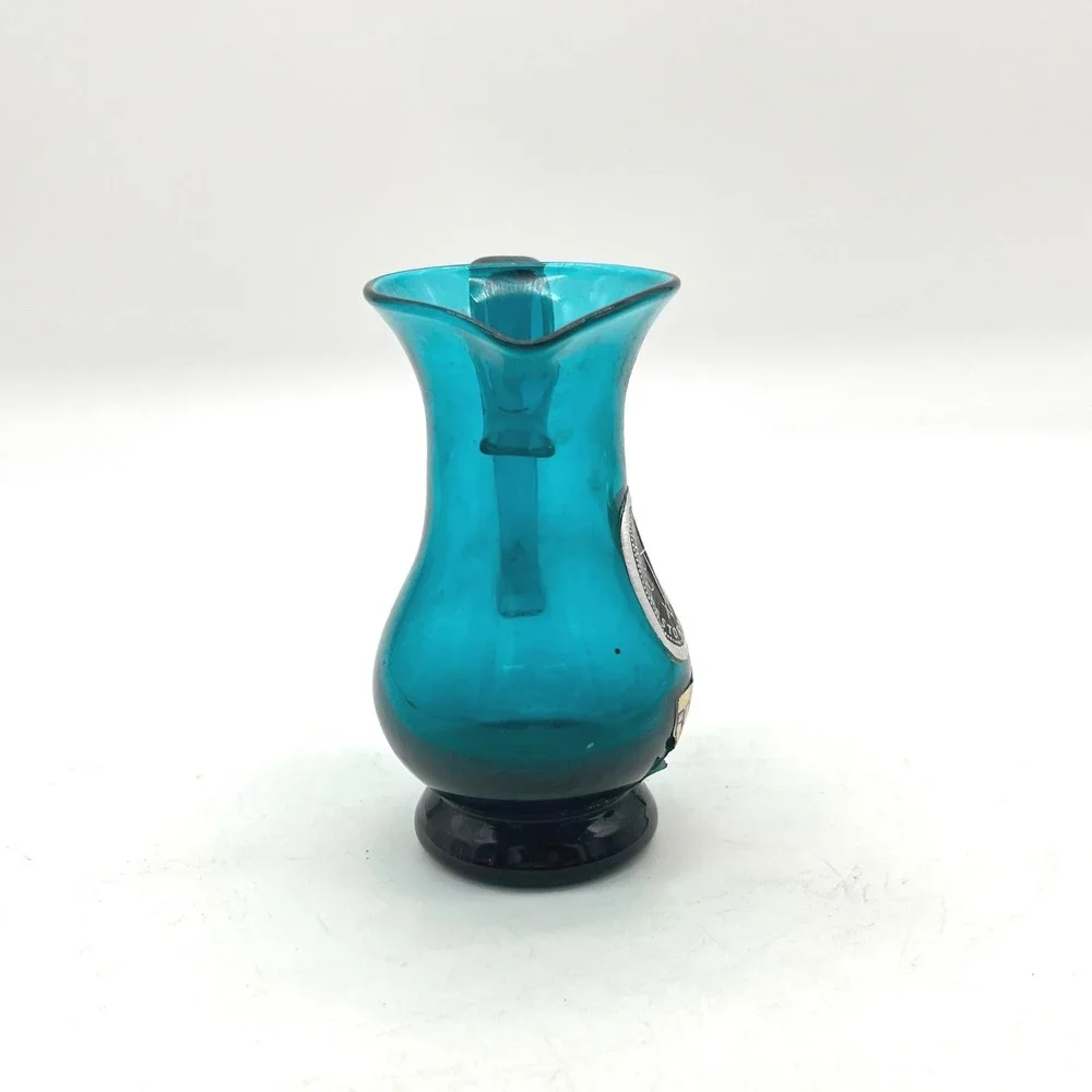 CW Williamsburg Restoration Royal‎ Leerdam Holland Teal Blue Glass Pitcher Small